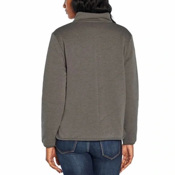 Three Dots Women Quilted Step Hem Knit Jacket-- Heather Pavement - Picture 3 of 8